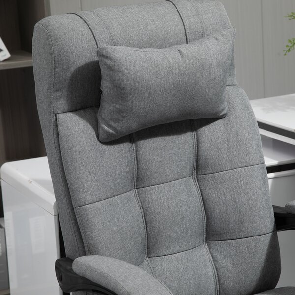 Vinsetto Ergonomic Desk Chair, High-Back Office Chair with Adjustable Height, Backrest, Footrest & Movable Wheels, Cat Scratch Resistant, Light Grey Aosom UK