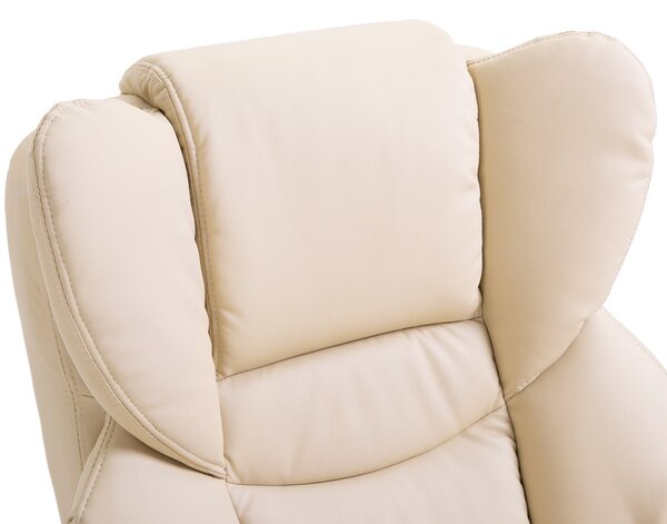 HOMCOM Reclining Swivel Armchair & Footstool Set, Manual PU Leather Relax Chair with Bentwood Base, Cream Aosom UK