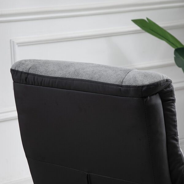 HOMCOM Fabric Recliner Sofa Armchair with footstool Swivel Sofa Grey Aosom UK