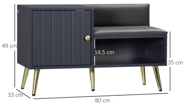 HOMCOM Shoe Bench with Storage, Shoe Cabinet with Seating Cushion, Open Compartment and Table Top for Entryway, Hallway, Grey Aosom UK