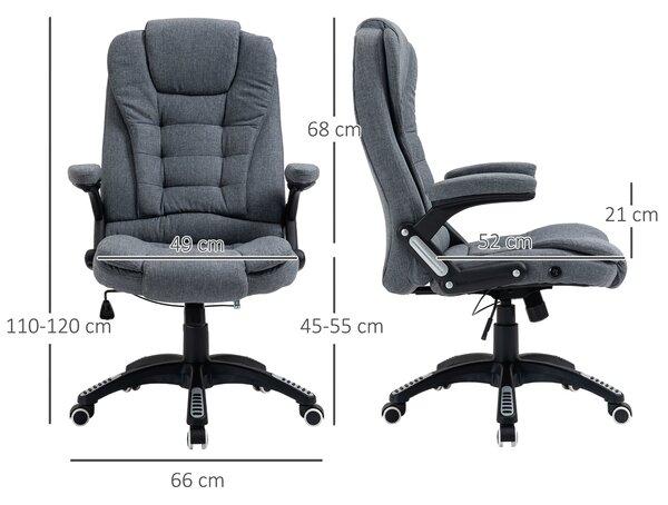 Vinsetto Ergonomic Swivel Desk Chair with Armrests, Adjustable Height, Reclining and Tilt Function, Cat Scratch Resistant, Dark Grey Aosom UK