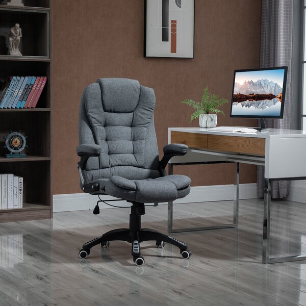 Vinsetto Ergonomic Swivel Desk Chair with Armrests, Adjustable Height, Reclining and Tilt Function, Cat Scratch Resistant, Dark Grey Aosom UK
