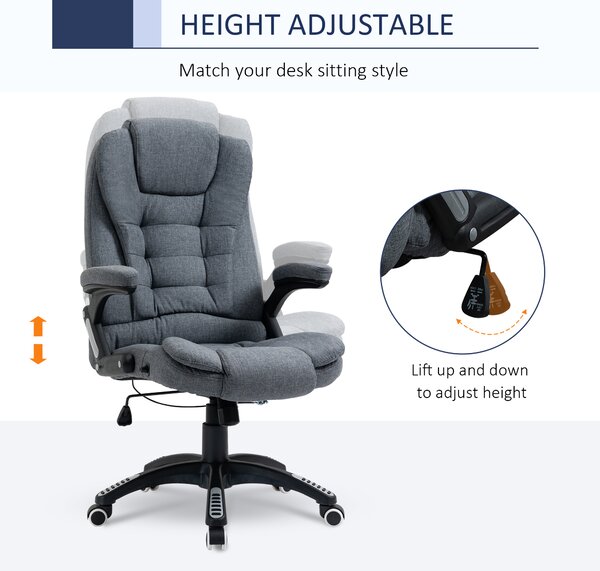 Vinsetto Ergonomic Swivel Desk Chair with Armrests, Adjustable Height, Reclining and Tilt Function, Cat Scratch Resistant, Dark Grey Aosom UK