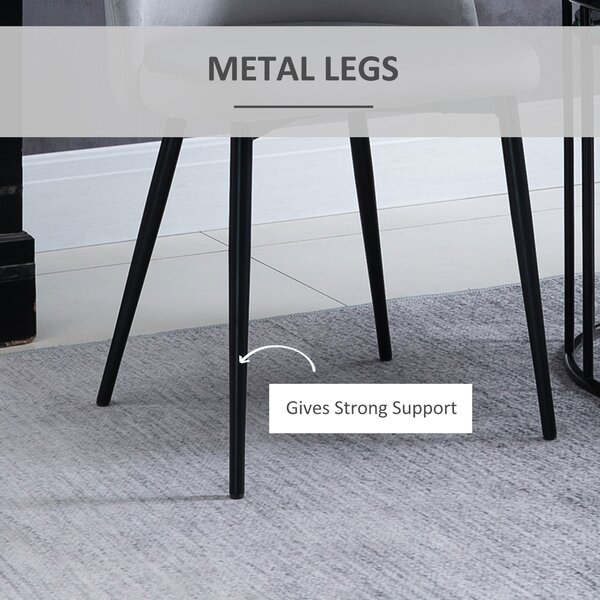 HOMCOM Velvet Dining Chairs w/ Soft Fabric Seat and Back, Set of 2 Contemporary Design for Office Dining Kitchen Living Room, Grey Aosom UK