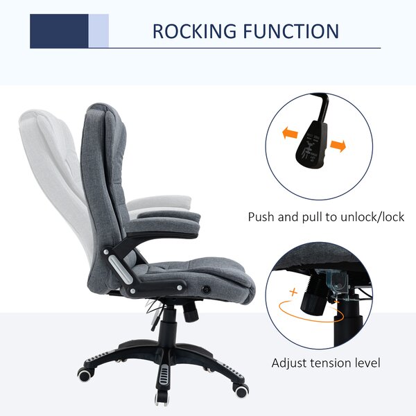 Vinsetto Ergonomic Swivel Desk Chair with Armrests, Adjustable Height, Reclining and Tilt Function, Cat Scratch Resistant, Dark Grey Aosom UK