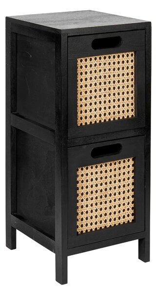 French Cane Black 2 Drawer Unit