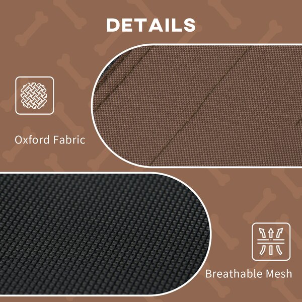 PawHut Elevated Canine Haven: Breathable Mesh Bed with UV-Shielding Canopy for Medium Pups, Coffee Hue Aosom UK
