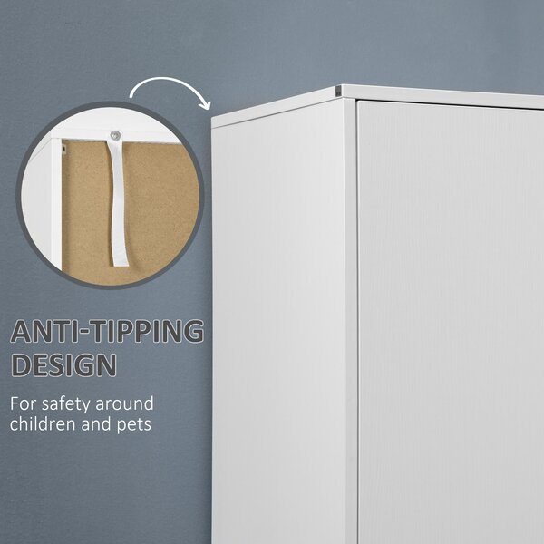 HOMCOM 2 Door Wardrobe with 2 Drawers White Gloss Wardrobe with Anti-tipping Straps for Bedroom 180 x 80 x 50cm, 10kg Load, White Aosom UK