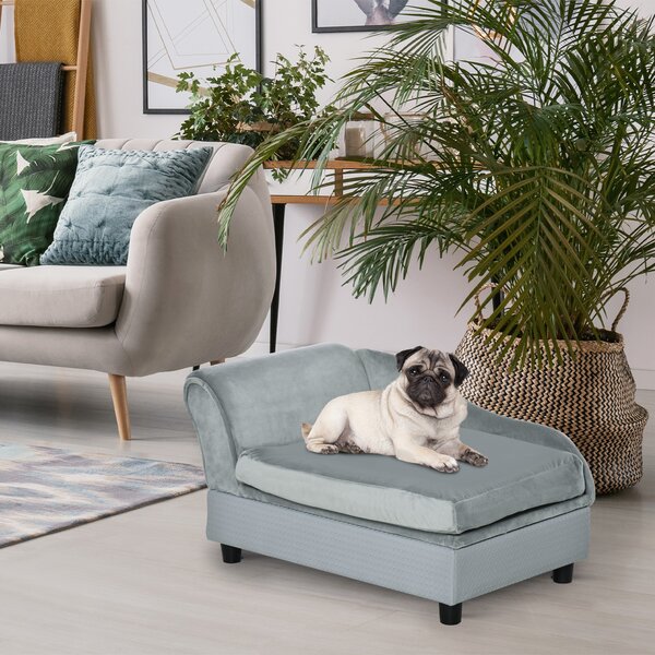 PawHut Pet Chair with Storage for Small Dogs, Cat Sofa with Soft Cushion, Light Blue, 76 x 45 x 41.5 cm Aosom UK