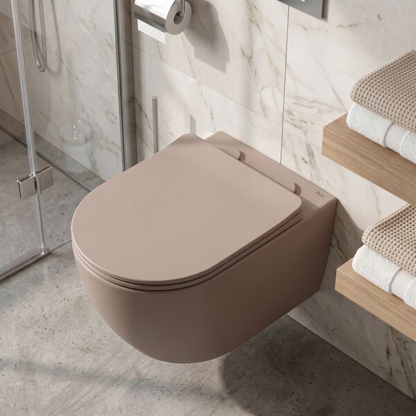 Set: Wall-Hung WC Bowl Focus + Countertop Washbasin Rea Focus Taupe