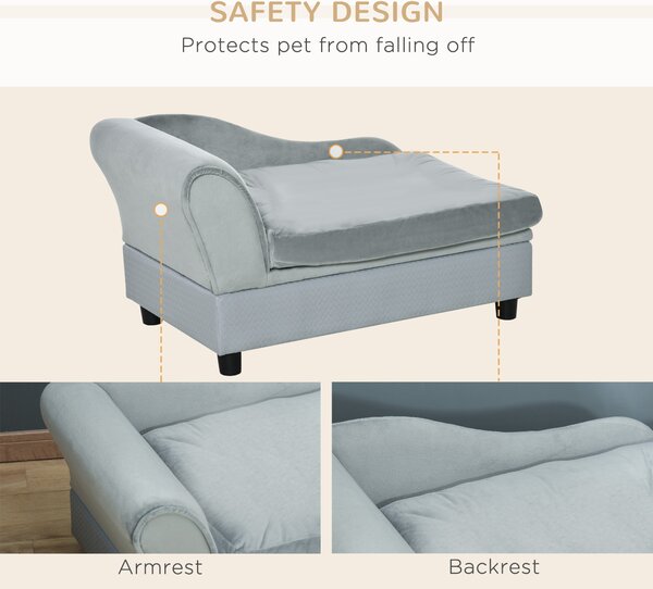 PawHut Pet Chair with Storage for Small Dogs, Cat Sofa with Soft Cushion, Light Blue, 76 x 45 x 41.5 cm Aosom UK