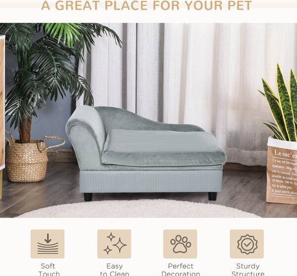 PawHut Pet Chair with Storage for Small Dogs, Cat Sofa with Soft Cushion, Light Blue, 76 x 45 x 41.5 cm Aosom UK