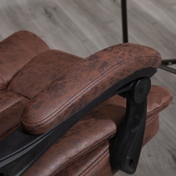 Vinsetto Ergonomic Office Chair, Home Office Chair with Reclining Function, Armrests, Swivel Wheels, Footrest, Cat Scratch Resistant Fabric, Brown Aosom UK