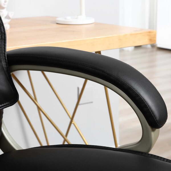 HOMCOM Comfortable Computer Chair, Home Office Chair w/ Adjustable Height & Movable Wheels for Work, Study, Black Aosom UK
