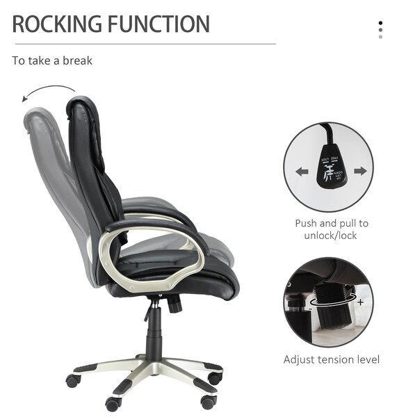 HOMCOM Comfortable Computer Chair, Home Office Chair w/ Adjustable Height & Movable Wheels for Work, Study, Black Aosom UK