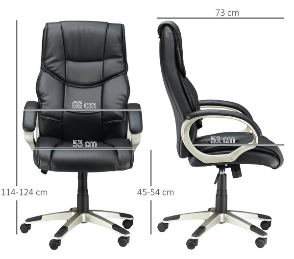 HOMCOM Comfortable Computer Chair, Home Office Chair w/ Adjustable Height & Movable Wheels for Work, Study, Black Aosom UK