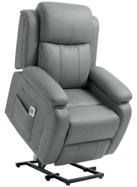 HOMCOM Electric Power Lift Recliner Chair Vibration Massage Reclining Chair with Remote Control and Side Pocket, Grey