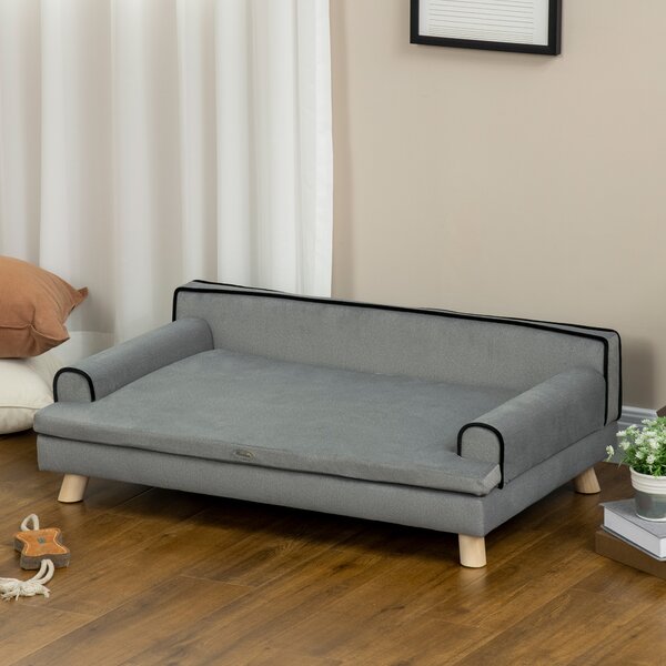 PawHut Dog Sofa with Water-resistant Fabric, Pet Chair Bed for Large, Medium Dogs, Grey, 100 x 62 x 32 cm Aosom UK