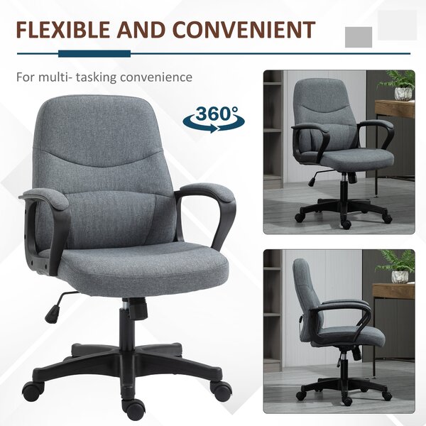 Vinsetto Massage Office Chair with Massage Lumbar Support, Adjustable Height, 360° Swivel, Scratch-Resistant High Back Office Chair for Office, Grey Aosom UK