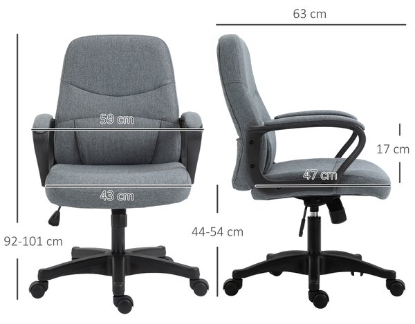 Vinsetto Massage Office Chair with Massage Lumbar Support, Adjustable Height, 360° Swivel, Scratch-Resistant High Back Office Chair for Office, Grey Aosom UK