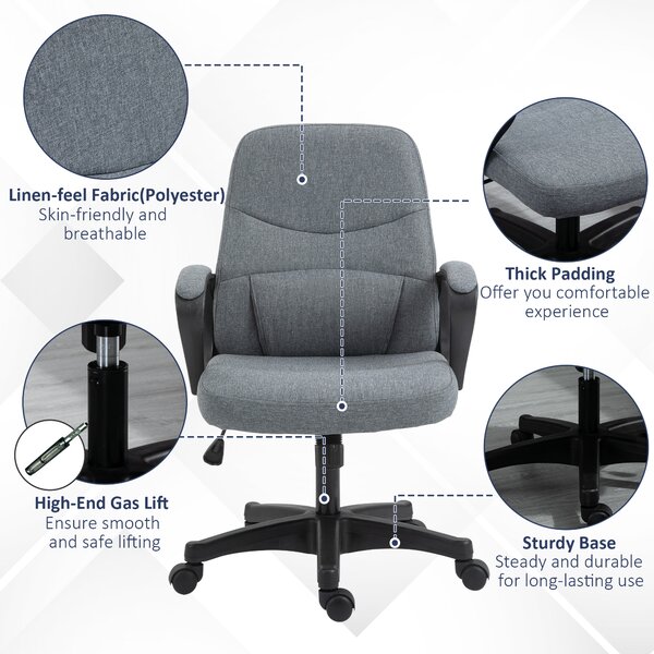 Vinsetto Massage Office Chair with Massage Lumbar Support, Adjustable Height, 360° Swivel, Scratch-Resistant High Back Office Chair for Office, Grey Aosom UK