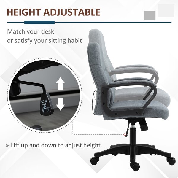 Vinsetto Massage Office Chair with Massage Lumbar Support, Adjustable Height, 360° Swivel, Scratch-Resistant High Back Office Chair for Office, Grey Aosom UK