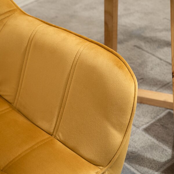 HOMCOM Accent Armchair Duo: Plush Padded Seating with Slanted Back, Iron Frame & Wooden Legs, Sunshine Yellow Aosom UK