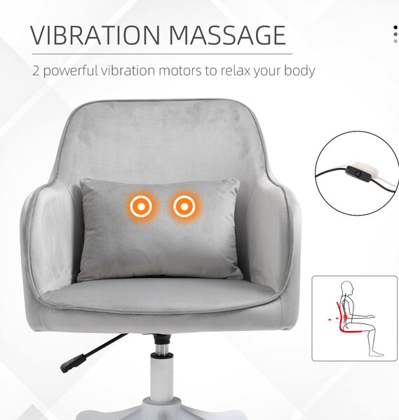 Vinsetto Executive Chair with Rechargeable Lumbar Massage Pillow, Electric Vibration Desk Chair for Home Office, Grey Aosom UK