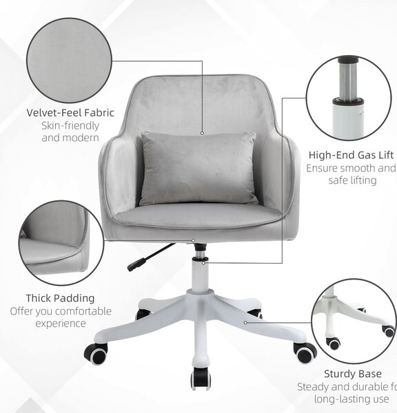 Vinsetto Executive Chair with Rechargeable Lumbar Massage Pillow, Electric Vibration Desk Chair for Home Office, Grey Aosom UK