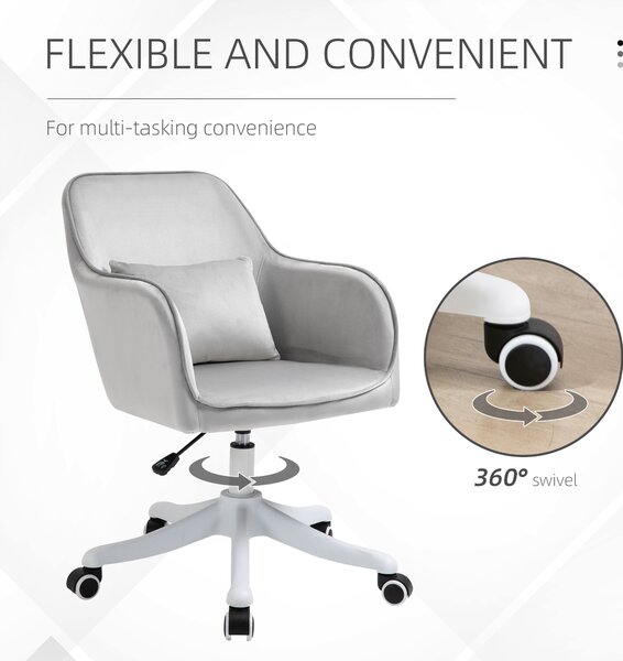 Vinsetto Executive Chair with Rechargeable Lumbar Massage Pillow, Electric Vibration Desk Chair for Home Office, Grey Aosom UK