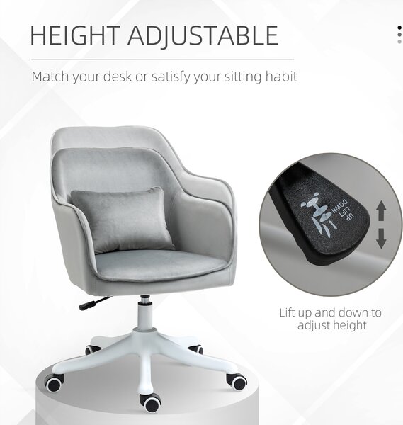 Vinsetto Executive Chair with Rechargeable Lumbar Massage Pillow, Electric Vibration Desk Chair for Home Office, Grey Aosom UK