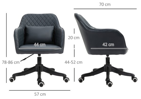 Vinsetto Massage Office Chair, PU Leather Desk Chair, Makeup Vanity Chair w/ Massage Lumbar Pillow and Rolling Wheels, Deep Blue Aosom UK