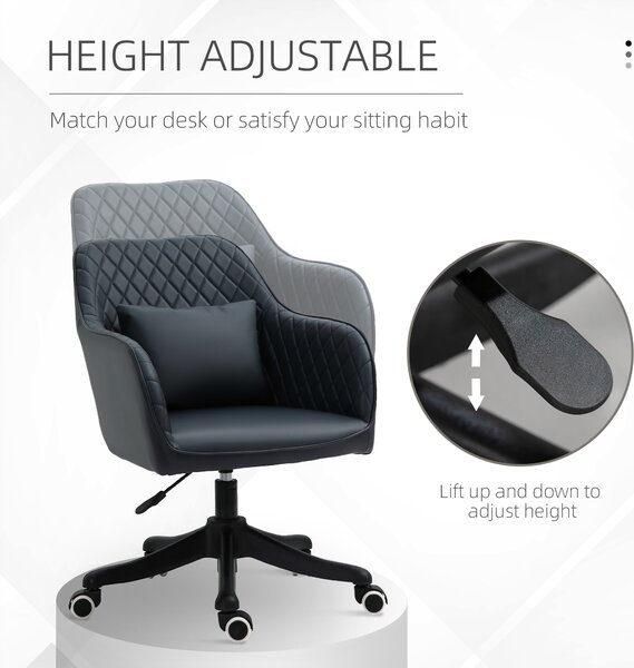 Vinsetto Massage Office Chair, PU Leather Desk Chair, Makeup Vanity Chair w/ Massage Lumbar Pillow and Rolling Wheels, Deep Blue Aosom UK