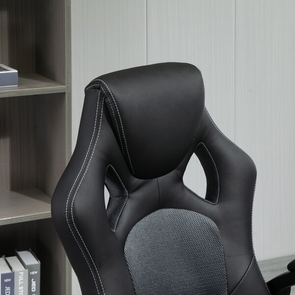 Vinsetto Gaming Recliner Chair, Ergonomic Faux Leather Desk Chair with Silent Wheels & Armrests for Gamers & Adults, Black Aosom UK