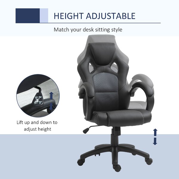 Vinsetto Gaming Recliner Chair, Ergonomic Faux Leather Desk Chair with Silent Wheels & Armrests for Gamers & Adults, Black Aosom UK