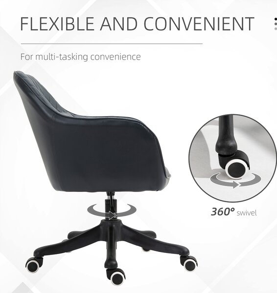 Vinsetto Massage Office Chair, PU Leather Desk Chair, Makeup Vanity Chair w/ Massage Lumbar Pillow and Rolling Wheels, Deep Blue Aosom UK