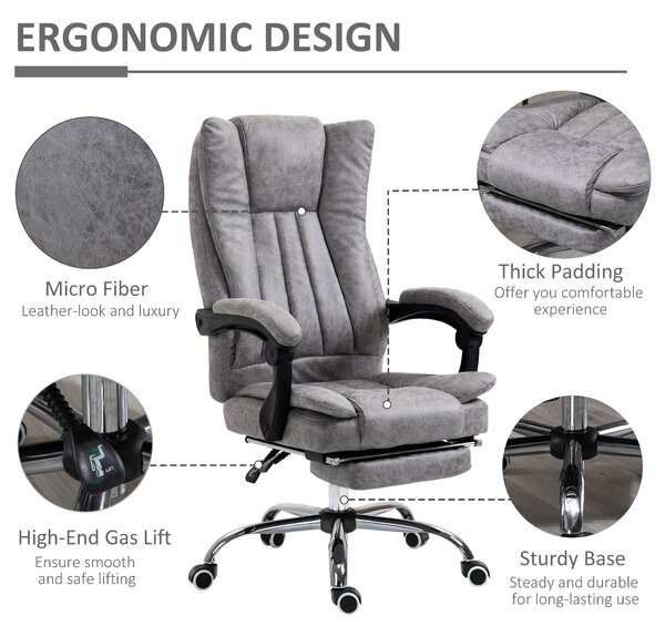 Vinsetto Ergonomic Desk Chair, High Back Office Chair w/ Lumbar Support & Adjustable Armrests, Cat Scratch Resistant for Home & Office, Grey Aosom UK