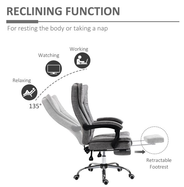Vinsetto Ergonomic Desk Chair, High Back Office Chair w/ Lumbar Support & Adjustable Armrests, Cat Scratch Resistant for Home & Office, Grey Aosom UK