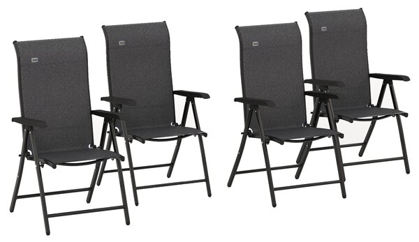 Outsunny Rattan Folding Chair Set, 4 Pcs, Adjustable Backrest, Outdoor Patio Furniture, Lawn Seating, Brown Aosom UK