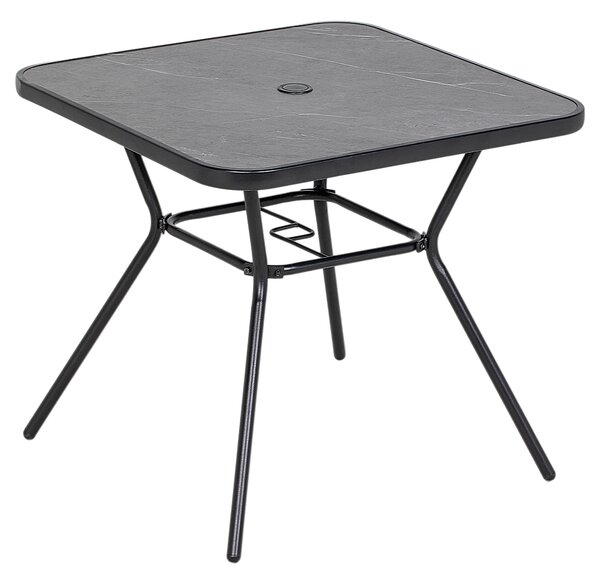 Outsunny Square Outdoor Table, Patio Bistro Coffee Table with Faux-marbled Top and 42mm Umbrella Hole for Garden