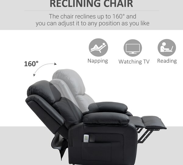 HOMCOM Electric Power Lift Recliner Chair Vibration Massage Reclining Chair with Remote Control and Side Pocket, Black Aosom UK