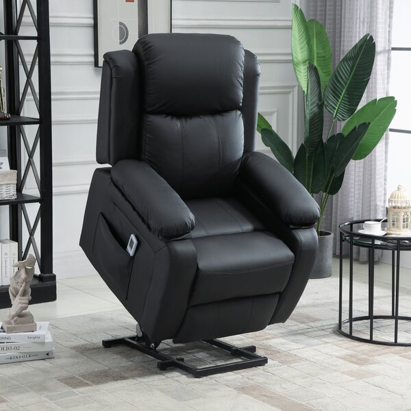 HOMCOM Electric Power Lift Recliner Chair Vibration Massage Reclining Chair with Remote Control and Side Pocket, Black Aosom UK