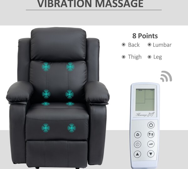 HOMCOM Electric Power Lift Recliner Chair Vibration Massage Reclining Chair with Remote Control and Side Pocket, Black Aosom UK