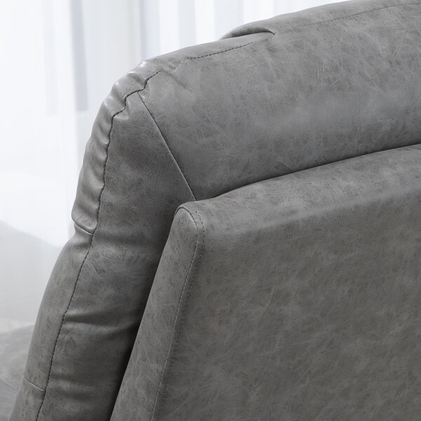HOMCOM Manual Reclining Chair, Recliner Armchair with Faux Leather, Footrest, Cup Holders, 86x93x102cm, Grey Aosom UK