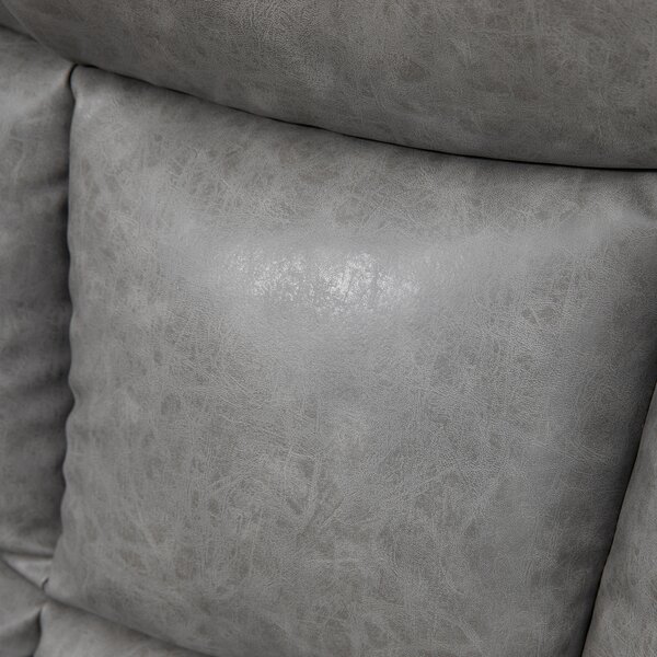 HOMCOM Manual Reclining Chair, Recliner Armchair with Faux Leather, Footrest, Cup Holders, 86x93x102cm, Grey Aosom UK