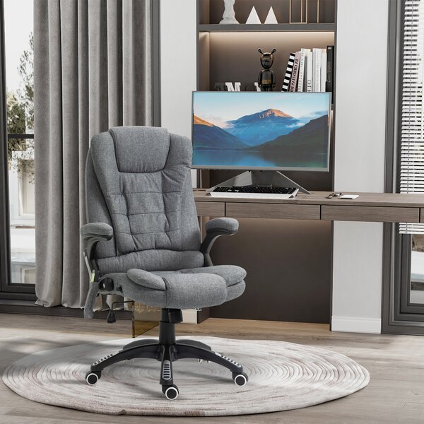 Vinsetto Heated Office Chair with Heated Massage & Adjustable Lumbar Support Breathable Fabric, 360° Swivel Wheels, Scratch Anti, Grey Aosom UK