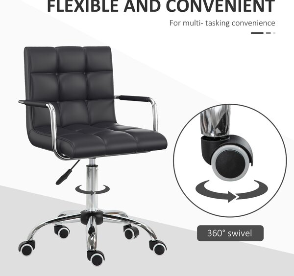 Vinsetto Ergonomic Desk Chair, Mid-Back Faux Leather Office Chair with Padded Armrests & Adjustable Height, Black Aosom UK