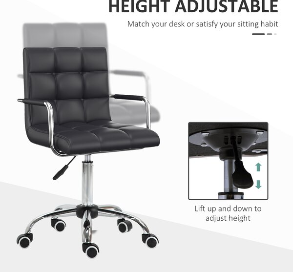 Vinsetto Ergonomic Desk Chair, Mid-Back Faux Leather Office Chair with Padded Armrests & Adjustable Height, Black Aosom UK