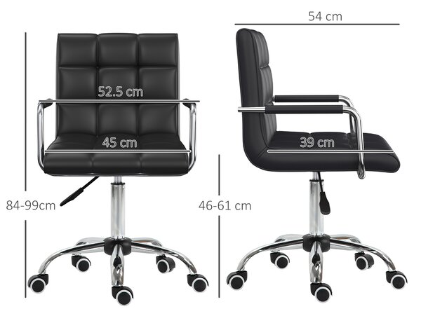 Vinsetto Ergonomic Desk Chair, Mid-Back Faux Leather Office Chair with Padded Armrests & Adjustable Height, Black Aosom UK