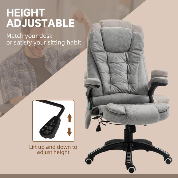 Vinsetto Heated Massage Recliner: 6 Massage Points, Microfiber, 360° Swivel, Slate Grey Aosom UK